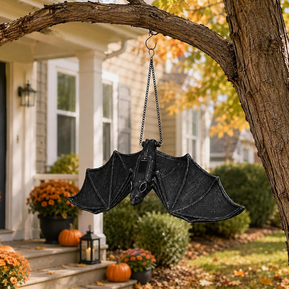 Goodeco Solar Hanging Bat - 19.7'' Large Outdoor Halloween Decor