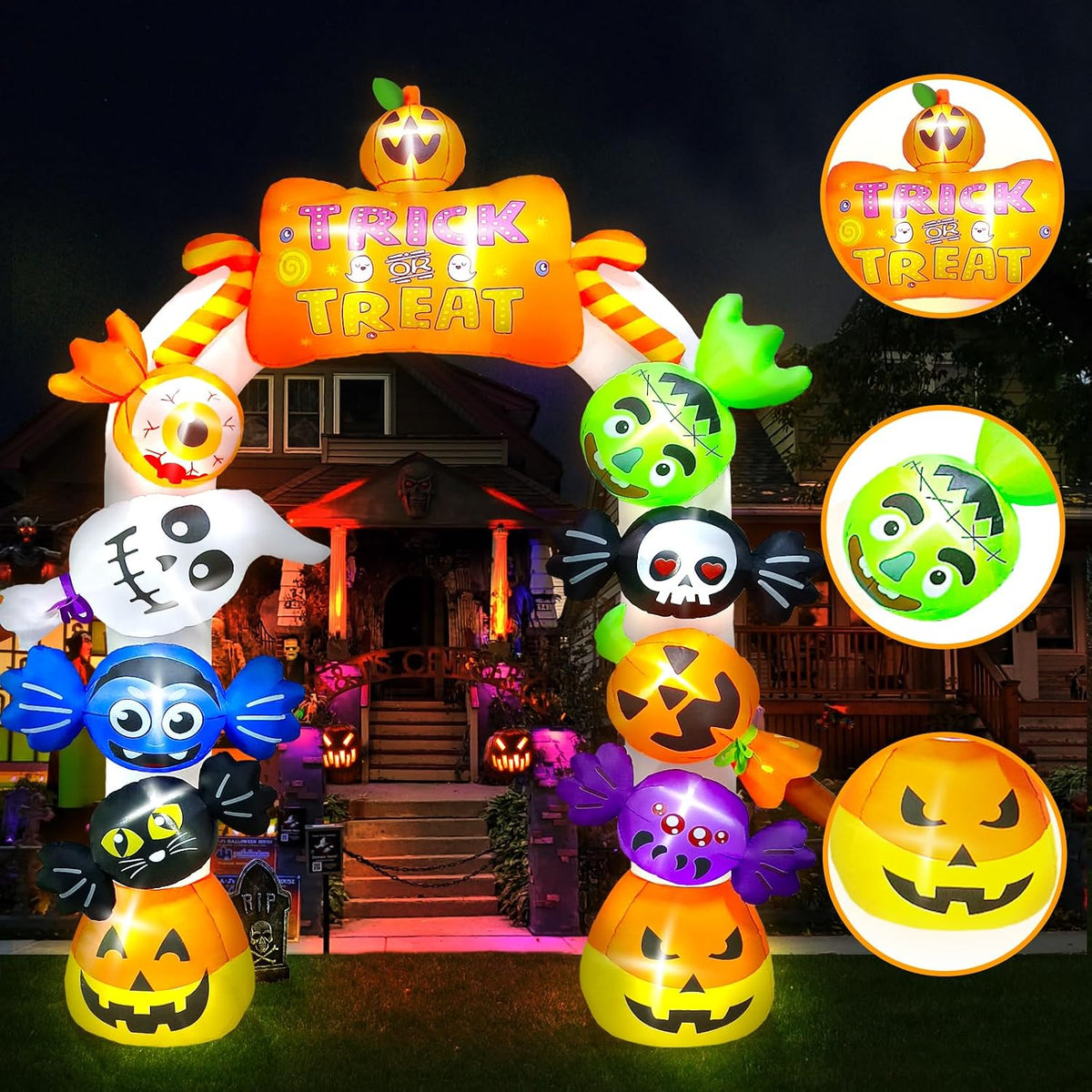 Kalolary 10FT Tall Halloween Inflatables Archway Candy Ghost