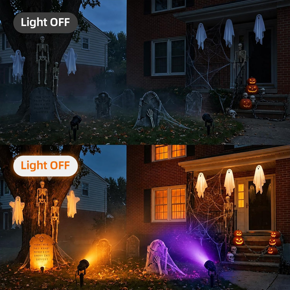 Halloween Orange Purple Spotlights Outdoor Landscape Lighting for Yard
