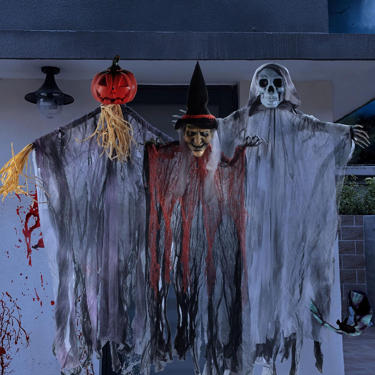 JOYIN 3 Pack 35โ Hanging Ghosts Witch Pumpkin Decor Hanging Halloween Decorat...