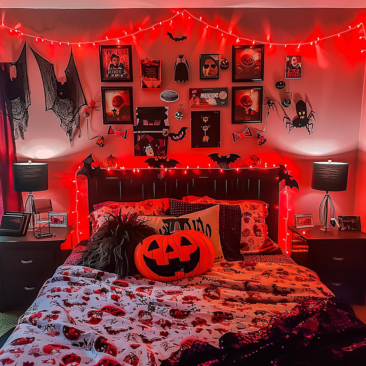 JMEXSUSS 163 FT 500 LED Red Halloween String Lights Indoor Outdoor