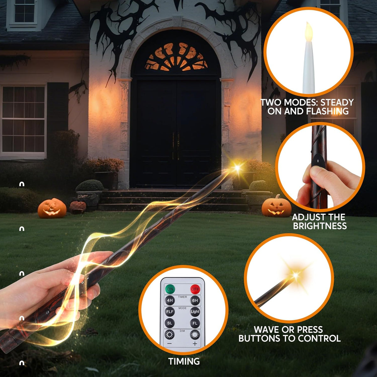JOYIN 20Pcs Halloween Floating Candles and Witch Hat Light Up with Wand Remot...