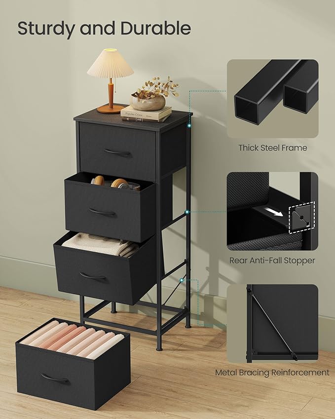 SONGMICS Dresser for Bedroom, Chest of Drawers, 4 Non-Woven Fabric Drawers - Image 6
