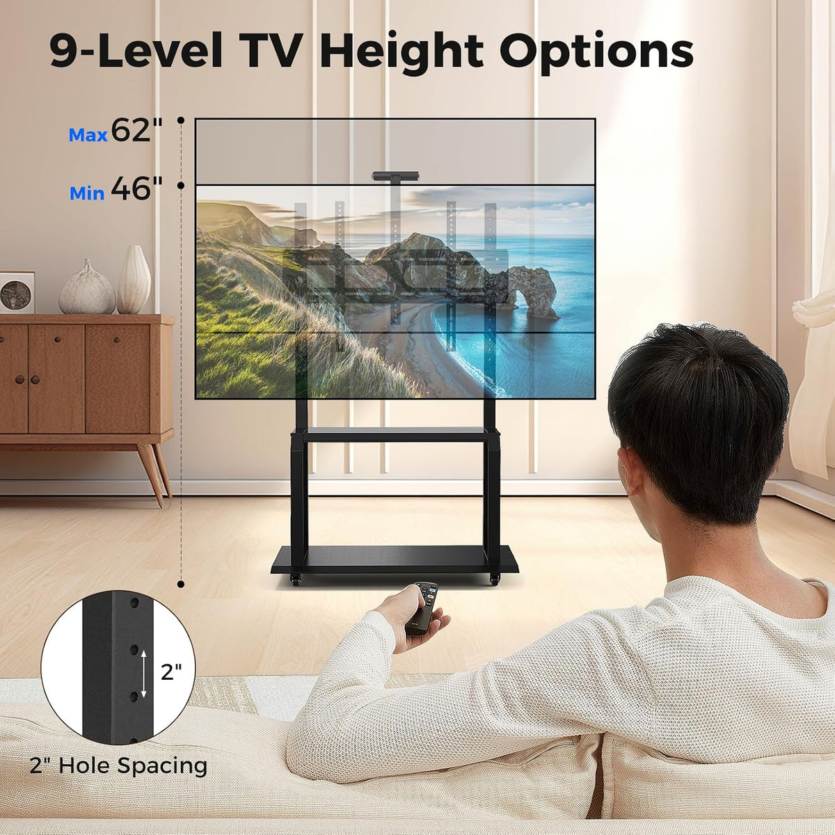 Goplus Mobile TV Stand, Rolling TV Cart with Camera Shelf & AV Shelves, A...