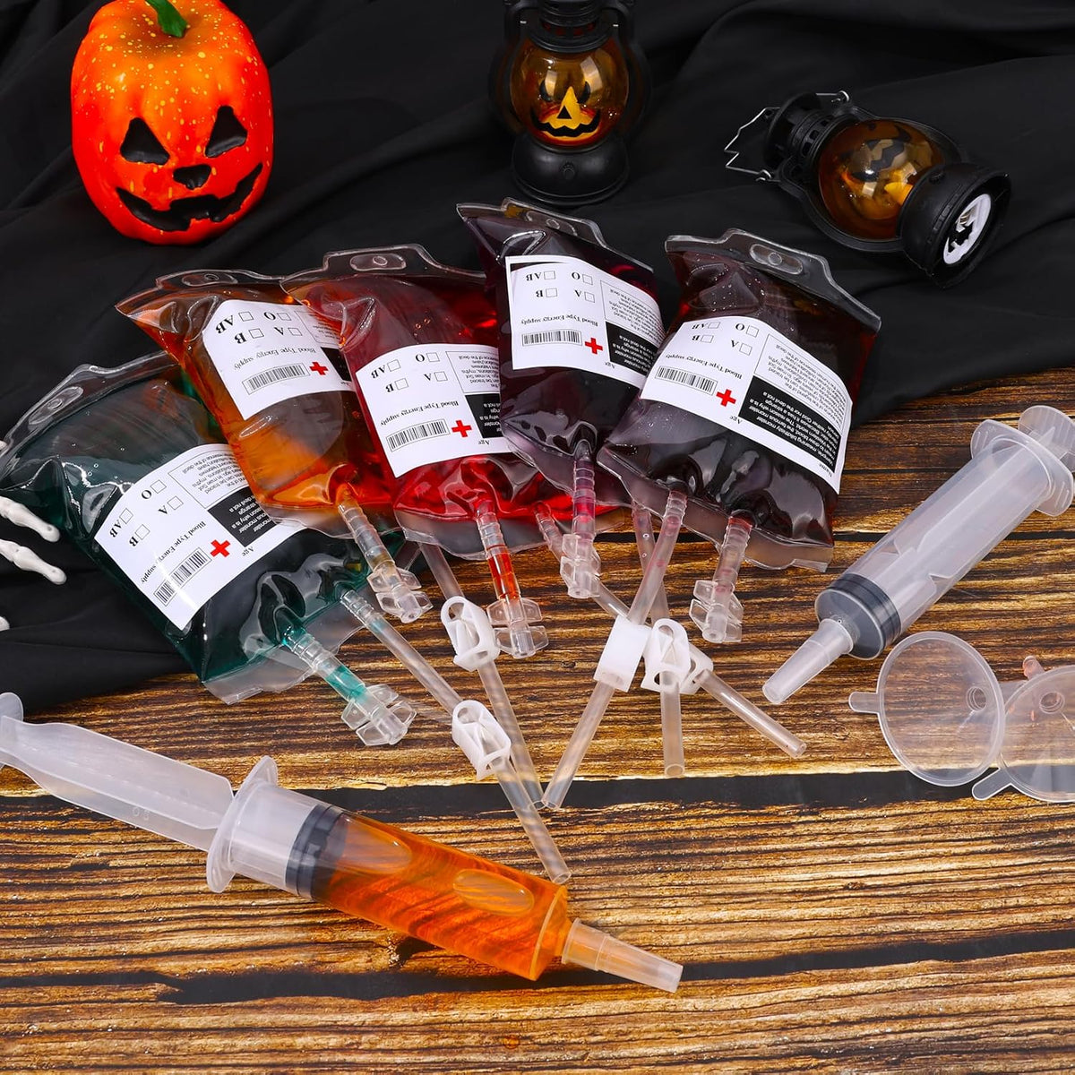 tchrules 54 Pcs Blood Bags for Drinks Halloween Party Decorations, Reusable B...