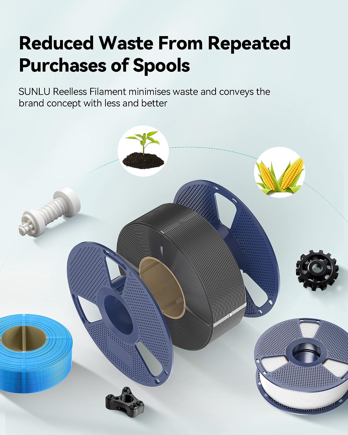 SUNLU Filament Refill 1.75mm,Beige+Coffee Brown+Olive Green+Oak