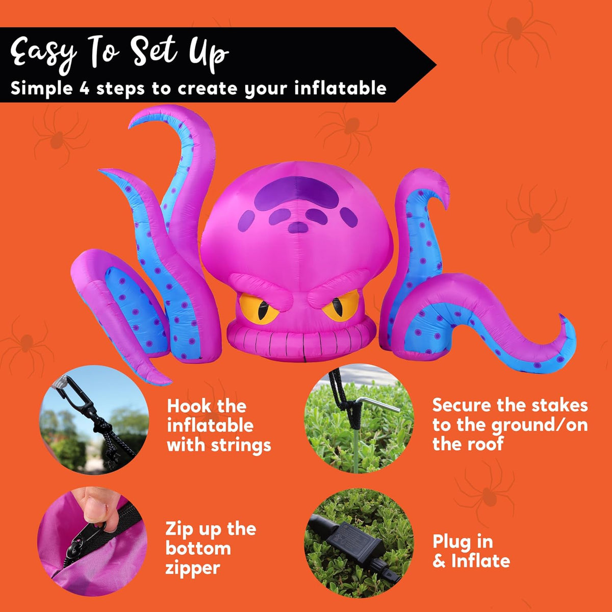 JOYIN 10FT Long Halloween Inflatable Octopus Decoration Octopus with Tentacle...