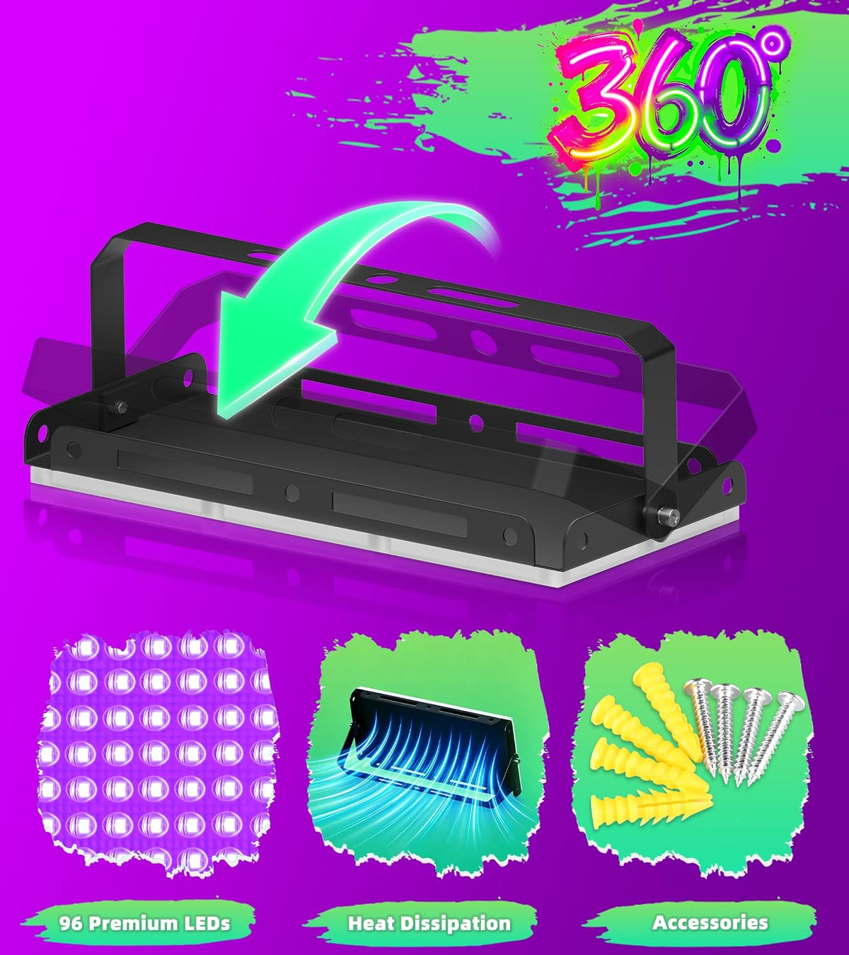 TigQiang 100W 4 Pack Black Light, Glow Party Supplies, Blacklight Halloween