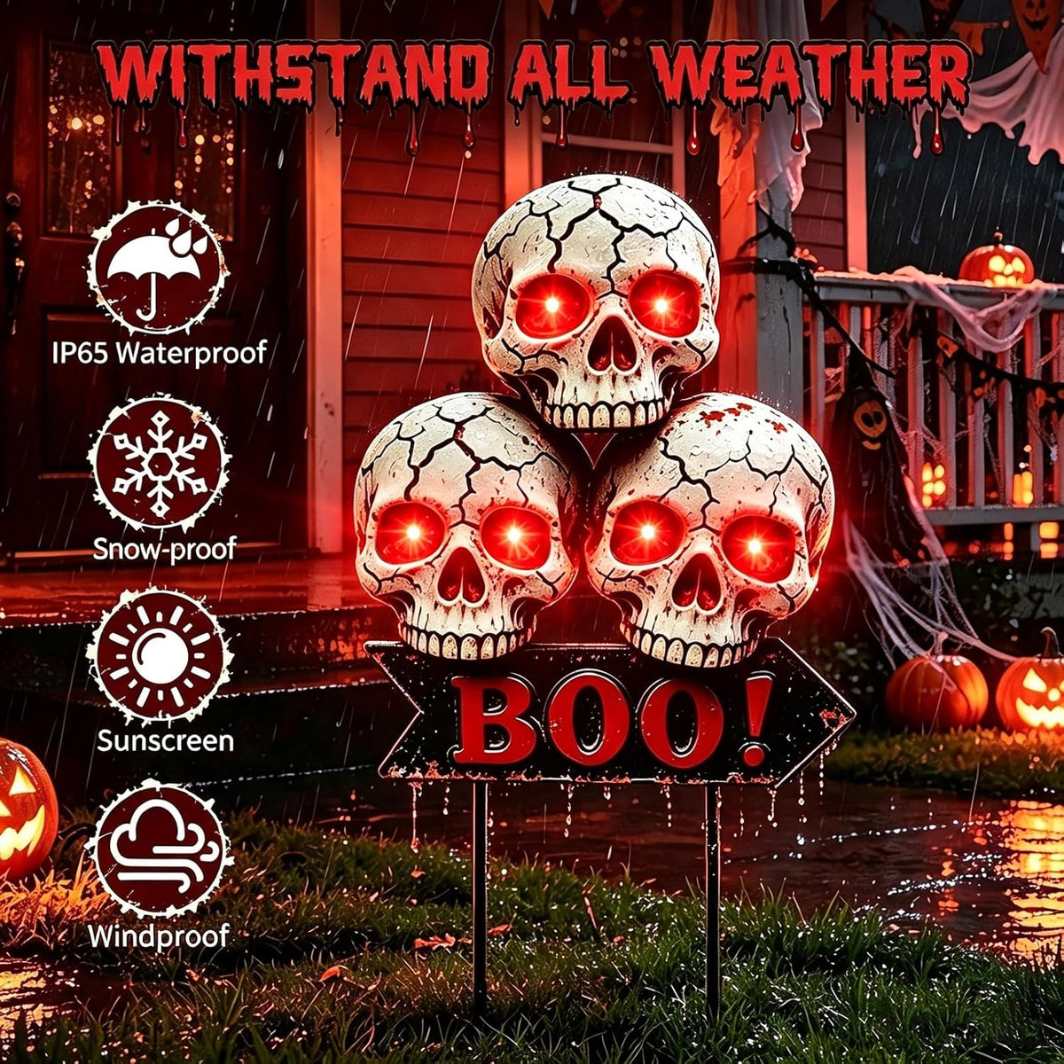 Halloween Decorations Outdoor Scary Skeleton Yard Stakes Solar Lights