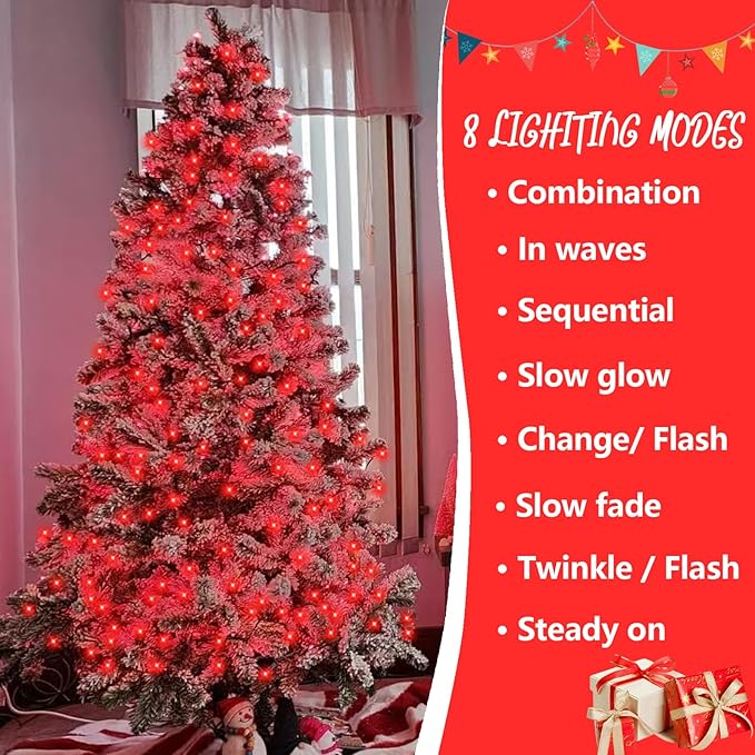 YEGUO 165ft 500 LED Halloween Lights Outdoor Waterproof, Red String Lights Pl...