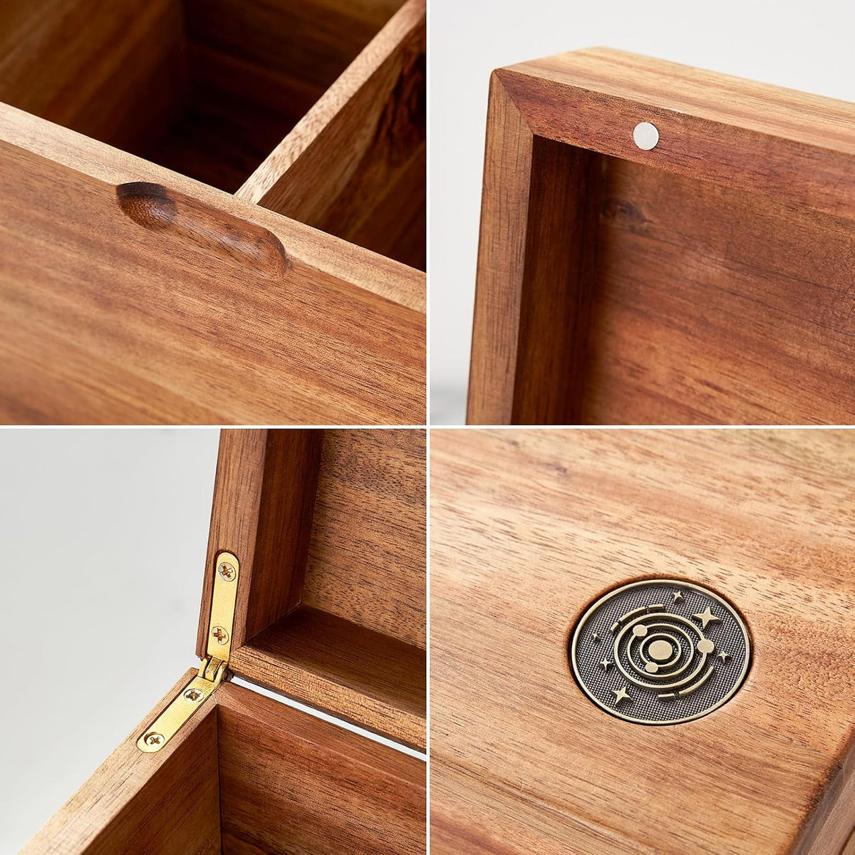 Acacia Wood Tampon Holder for Bathroom, Feminine Product Organizer with Hinge...