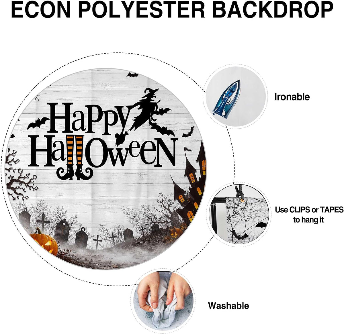 Allenjoy 96" x 72" Happy Halloween Photography Backdrop with Photo ...