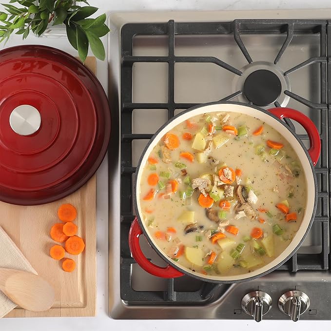 Gibson Home Addlestone 7 Qt Enameled Cast Iron Dutch Oven Pot - Image 5