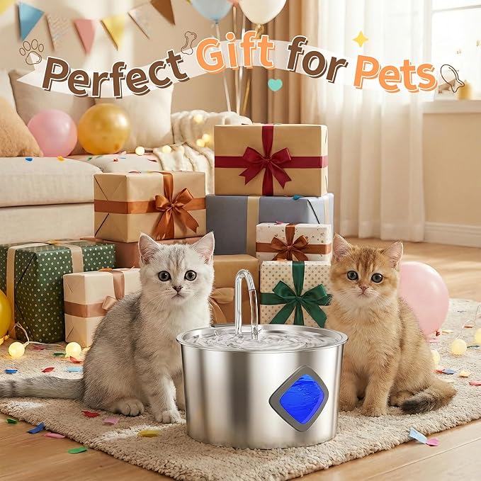 Cat Water Fountain Stainless Steel: 108oz/3.2L Automatic Pet Water Fountain - Image 8