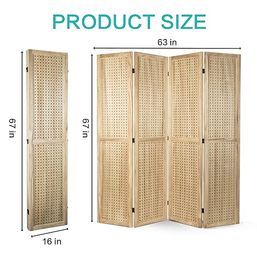 Babion 4 Panel Pegboard Display, Peg Board Room Divider Freestanding Folding - Image 8