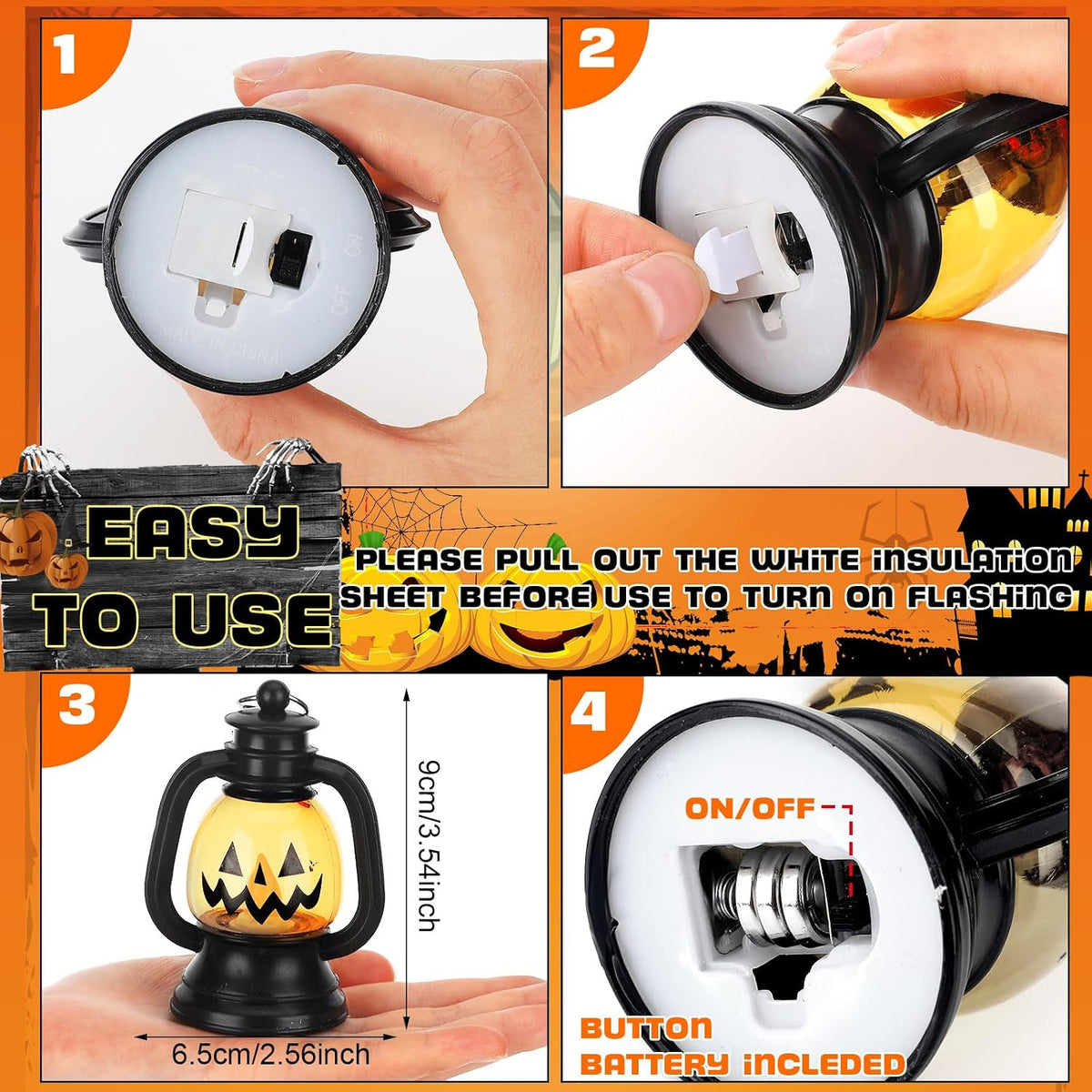 ROCEEI 24 Pcs Halloween Mini Pumpkin Lantern 3.54" Jack O Lantern