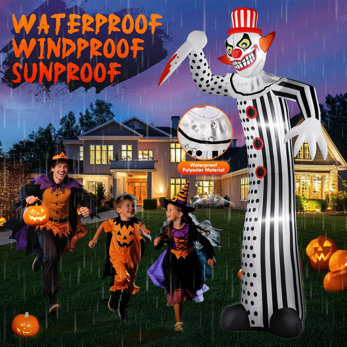 zukakii 12Ft Giant Halloween Inflatables Creepy Clown, Huge Halloween Decorat...