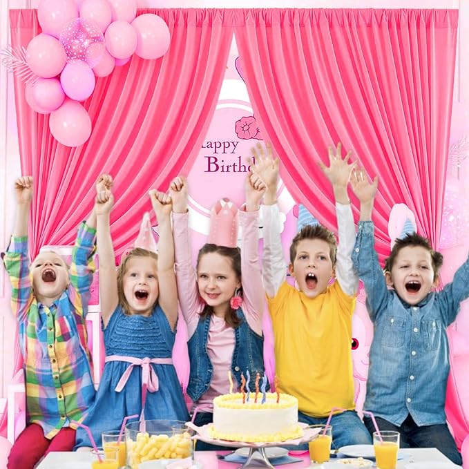 10 x 7 Feet Fluorescent Pink Backdrop Curtain for Partie, Background Curtains...