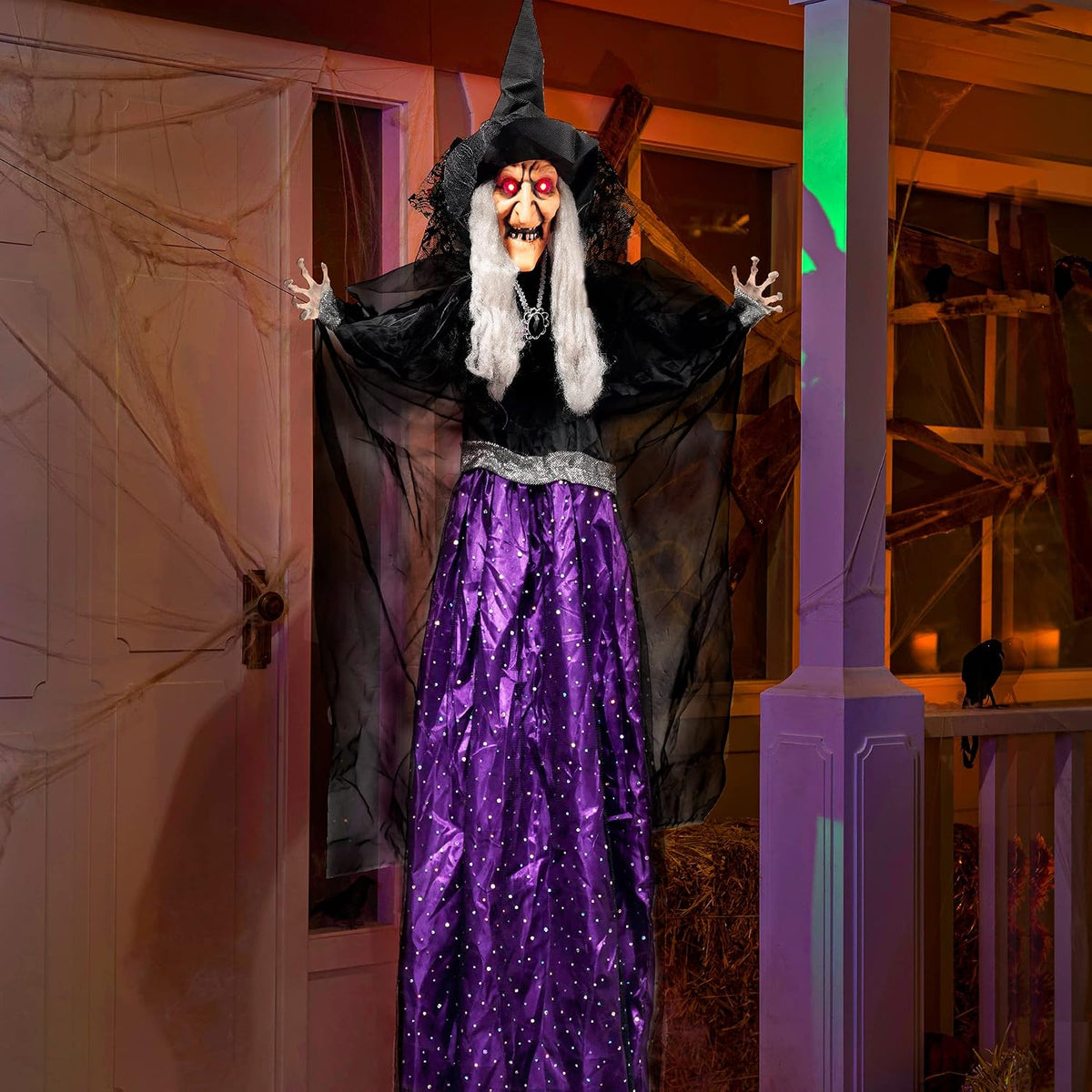 JOYIN 47โ Animated Witch Halloween Decorations Outdoor Indoor, Scary Hallowee...