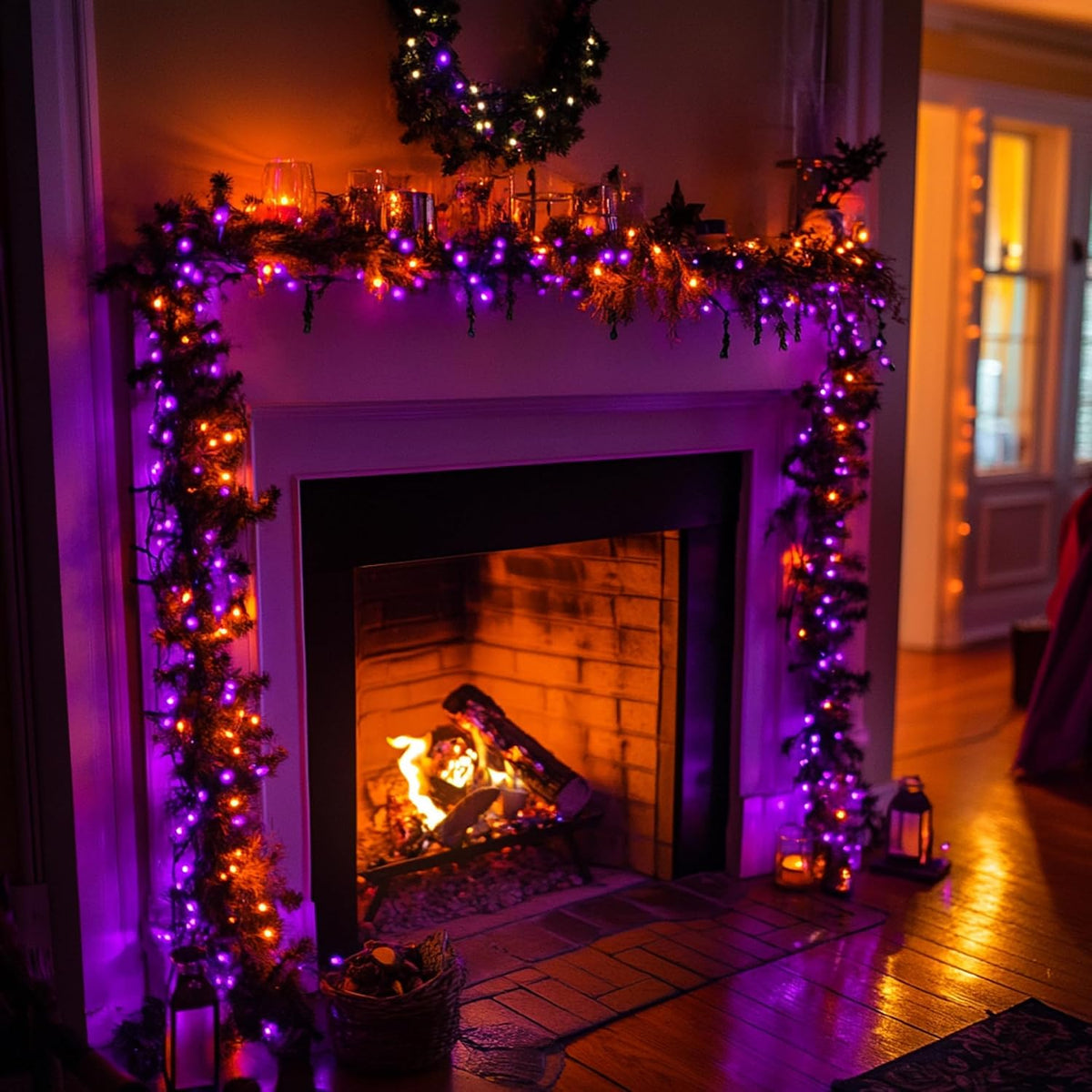 Dazzle Bright Halloween String Lights, 600 LED 196 FT Waterproof Black Wire S...