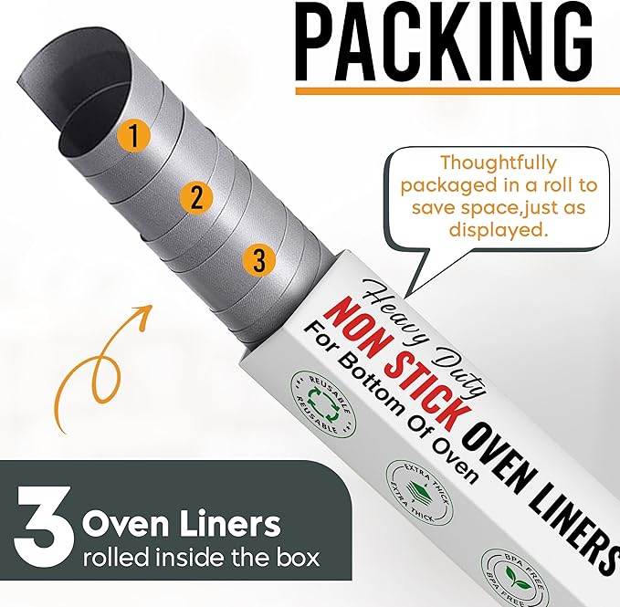 Non Stick Oven Liners for Bottom of Oven, 3 Pack Large Heavy Duty Mats - Image 9