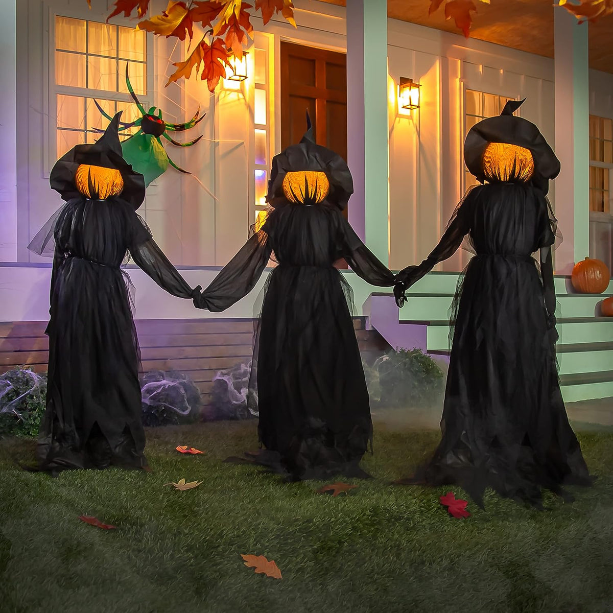 Evergreen Set of 3 LED Black Halloween Witches with Hats Stakes | 4 Feet Tall...