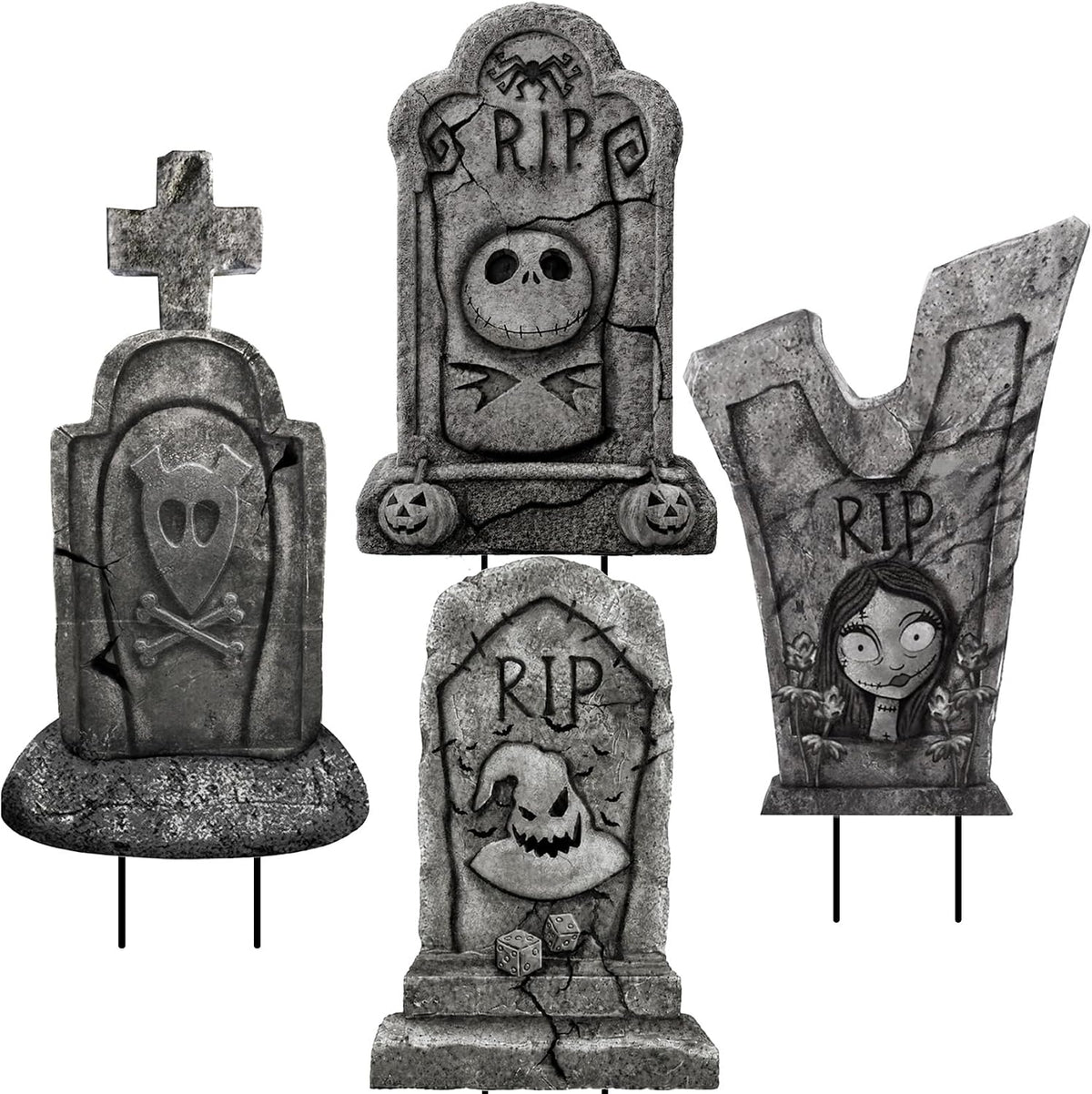 4PCS Metal Halloween Tombstone Outdoor Yard Signs with Stakes Decorations