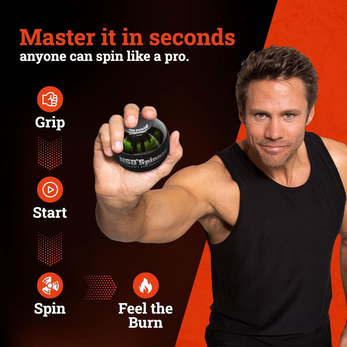 NSD Manual Thumb Wind Start Spinner Gyro Ball โ Up to 15,000-18,000 RPM Premi...