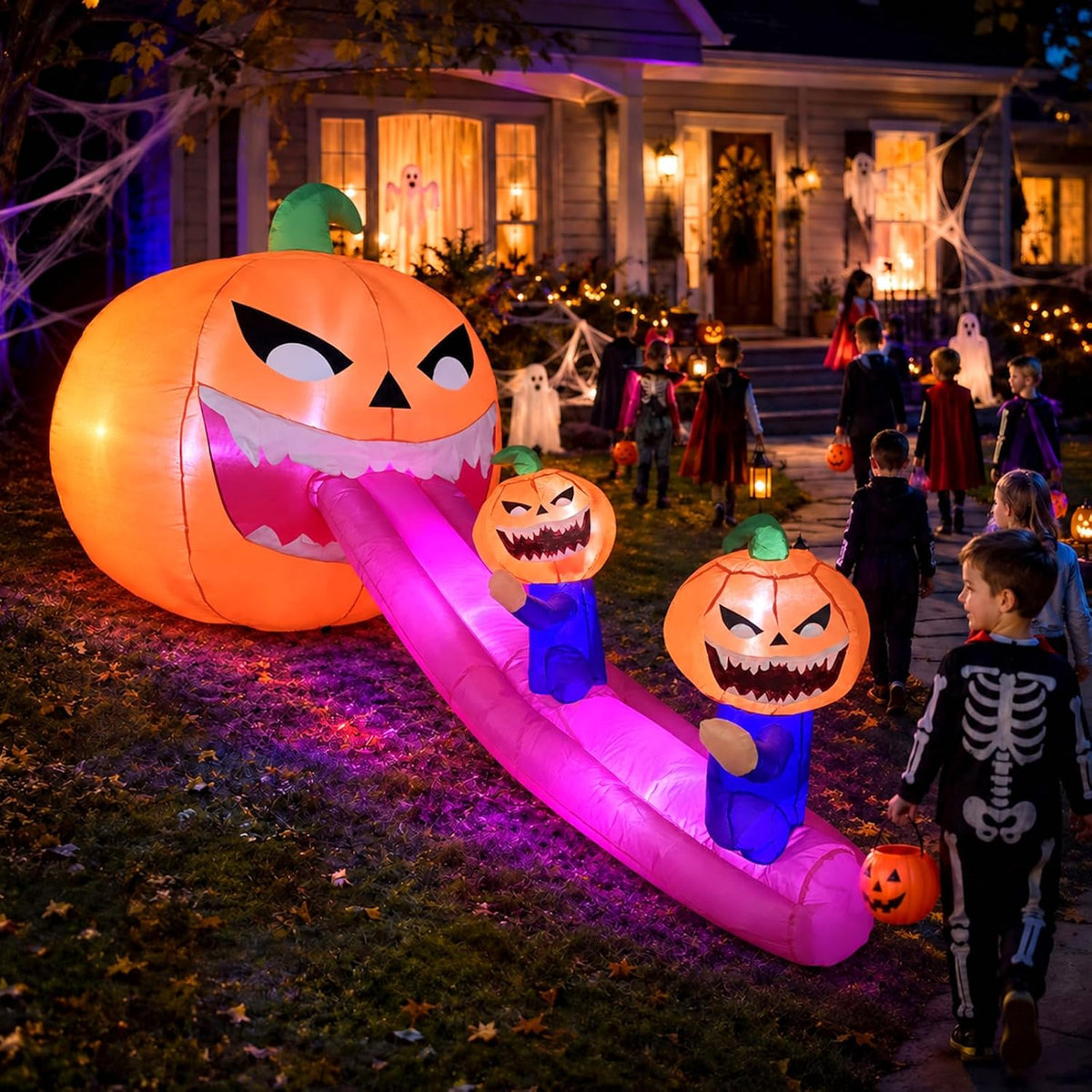 9FT Halloween Inflatables Pumpkin Outdoor Decorations, Blow Up Inflatable Gia...