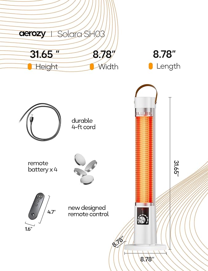 Patio Heater for Outdoor Use, Infrared Electric Outdoor Heater, 1500W Instant - Image 9