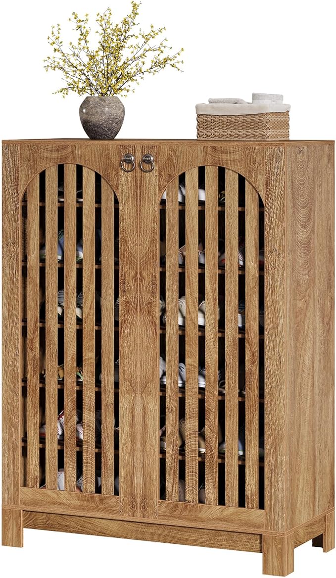 Tribesigns Shoe Cabinet with Slatted Doors, 6-Tier Entryway Shoe Storage Rack - Image 8