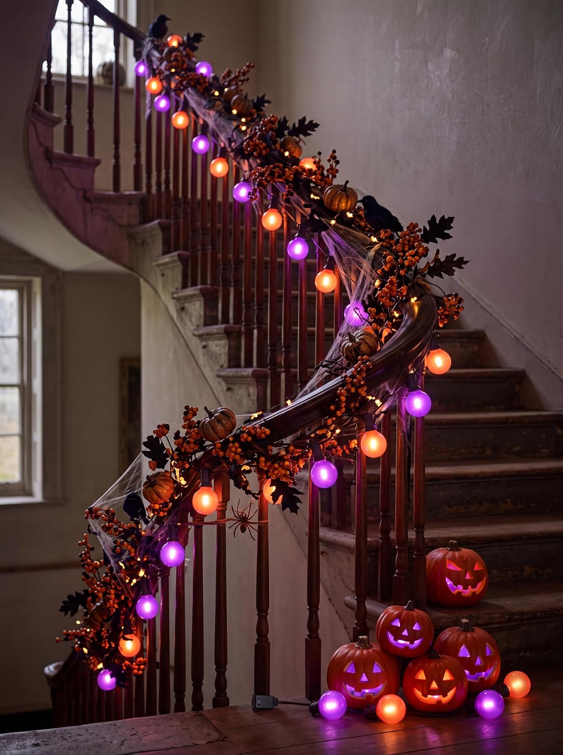 50FT G40 Halloween Orange and Purple Globe String Lights Outdoor Waterproof