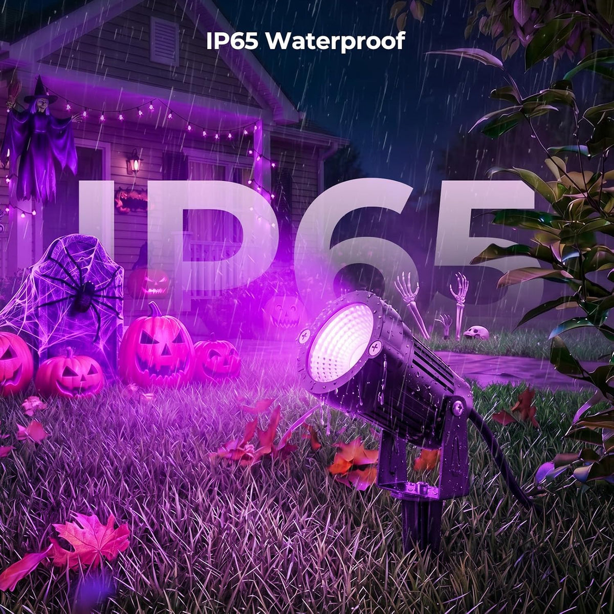 Onforu 12W Purple & Orange LED Outdoor Halloween Spotlights for Yard