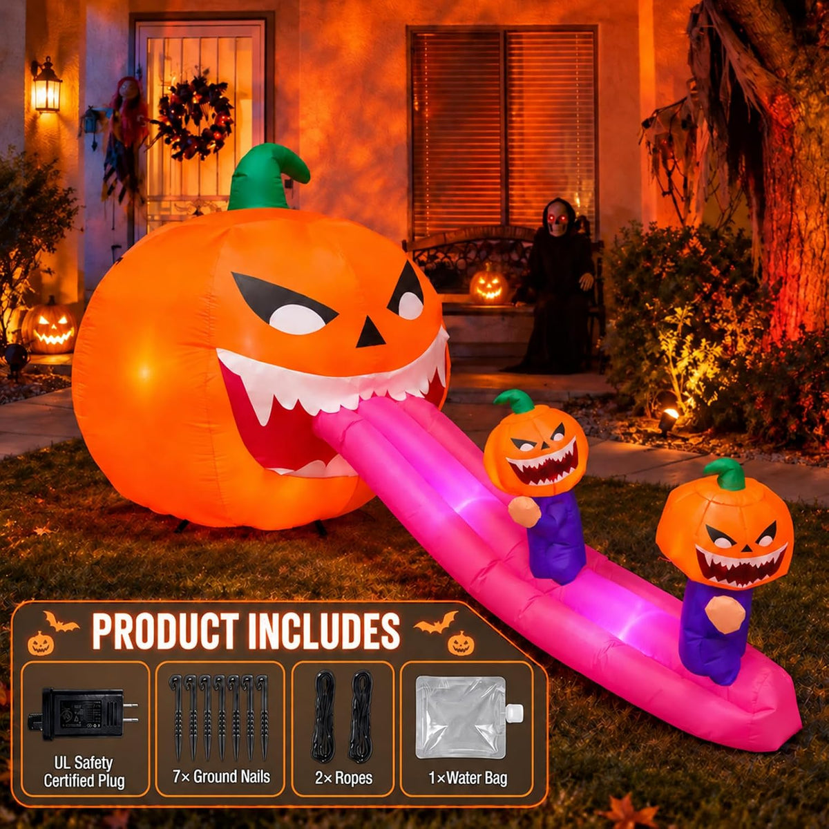 9FT Halloween Inflatables Pumpkin Outdoor Decorations, Blow Up Inflatable Gia...