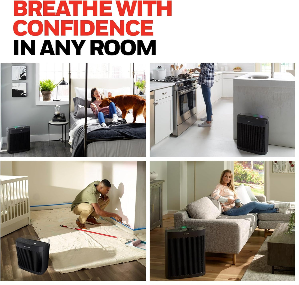Honeywell HEPA Air Purifier for Home and Small-Medium 938 Ftยฒ Rooms, Black