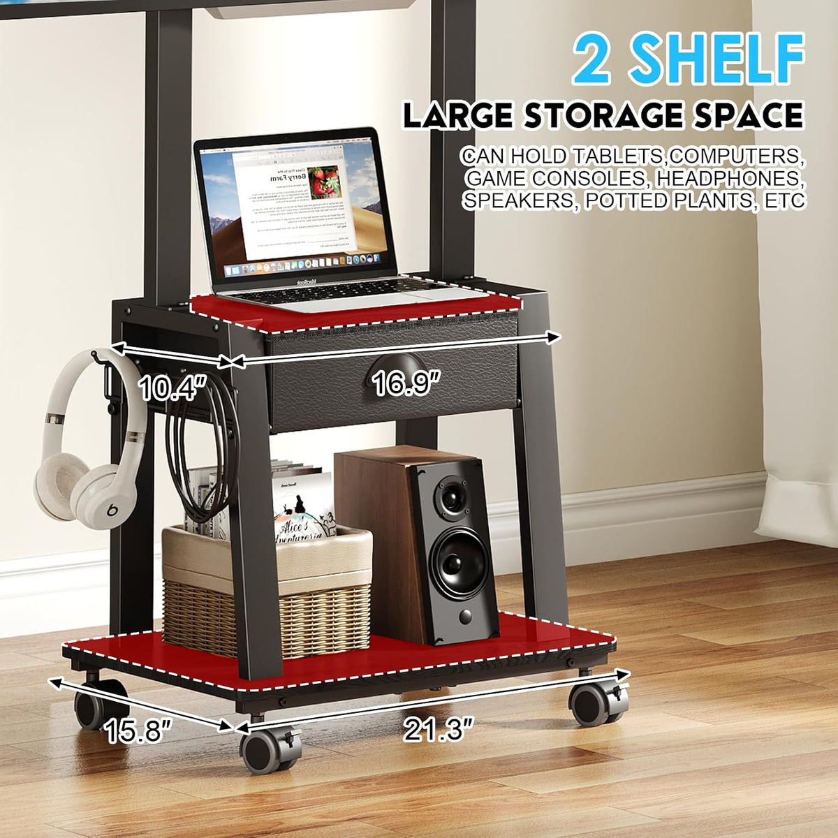 Mobile TV Stand with Drawer for 23-60 Inch TVs,Tilt Rolling TV Cart on Wheels...
