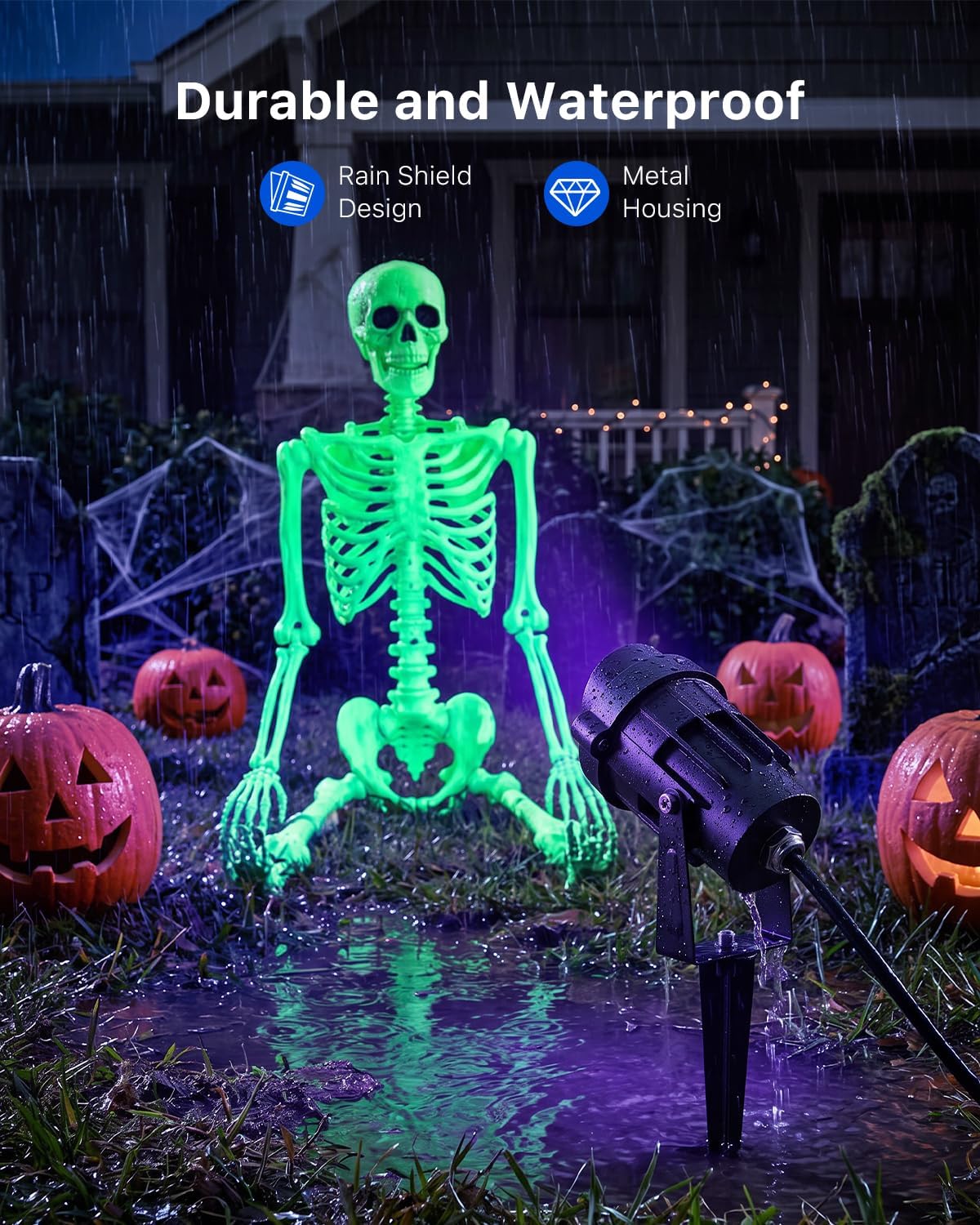 FALOVE 4 Pack 120V Blacklight Spotlight with 4.92ft Cord to Halloween Decor
