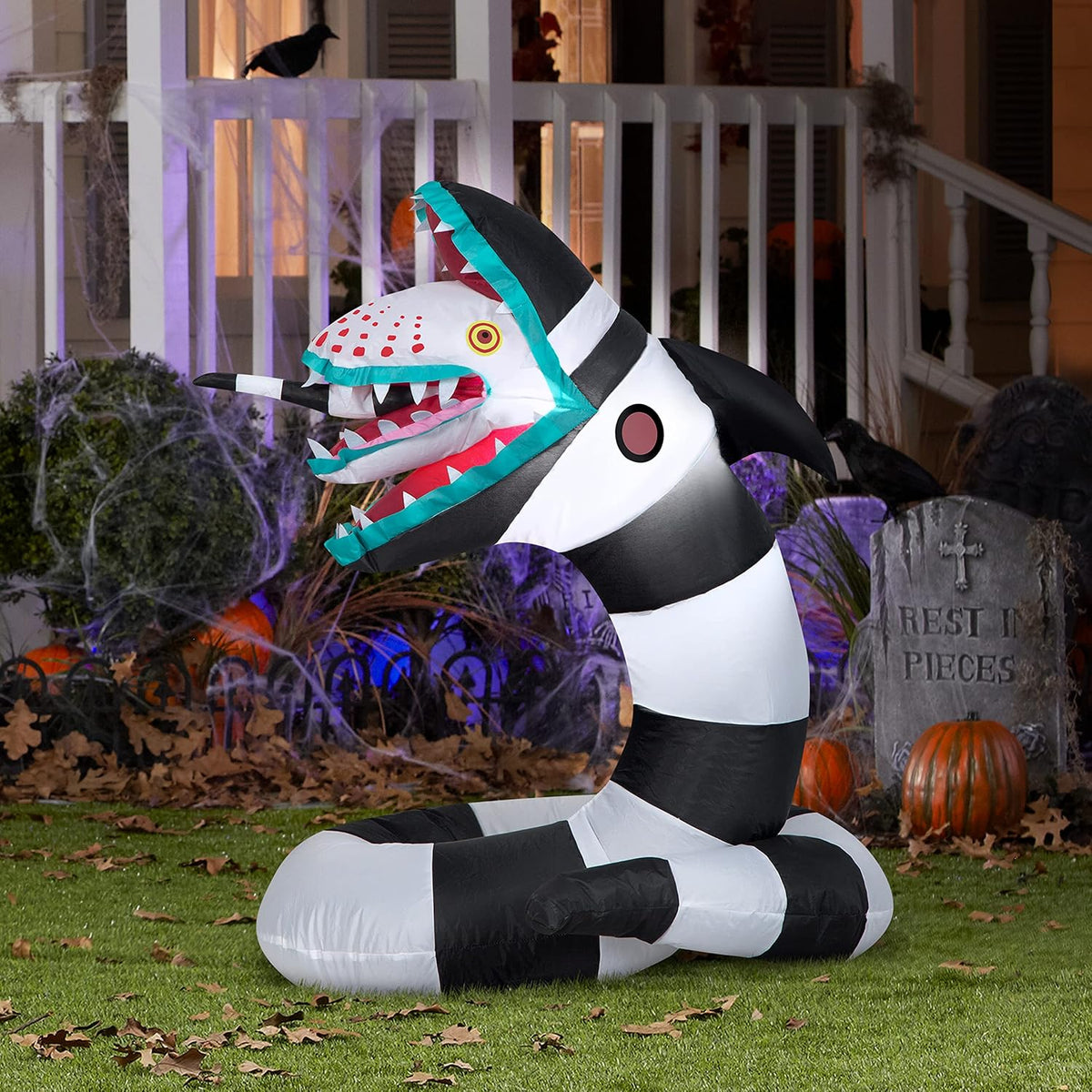 Gemmy Beetlejuice Sandworm Halloween Inflatable, 3 Ft Tall Lighted Yard Decor...