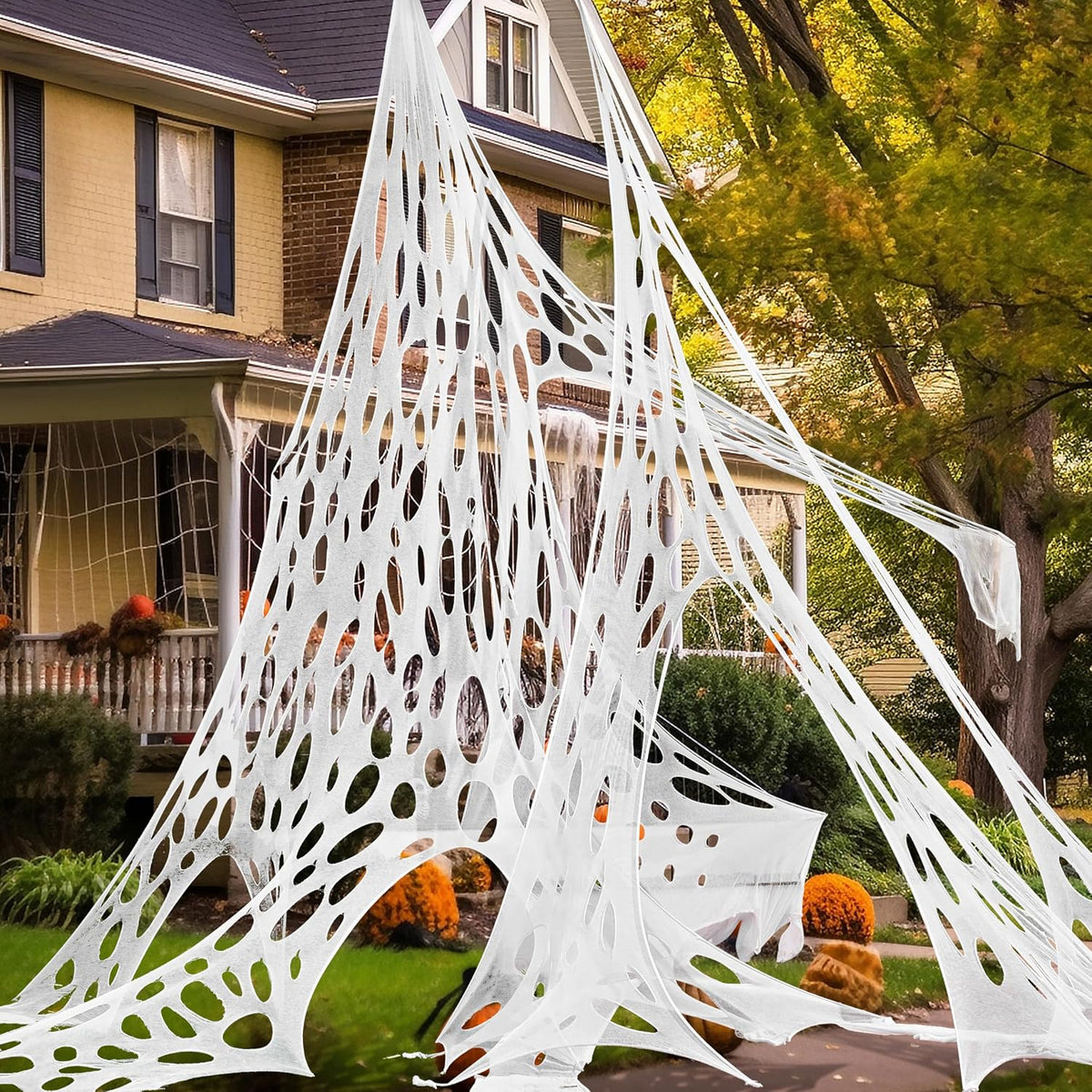 JOYIN 1000sqft Halloween Spider Web Outdoor Decoration, Giant Spider Cobwebs ...