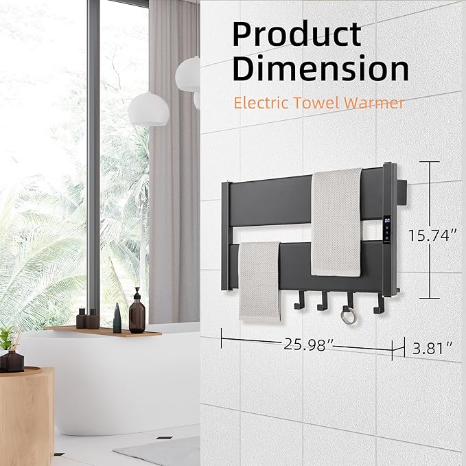 K&KALONZO Towel Warmer for Bathroom, Wall-Mounted Heated Towel Rack - Image 7