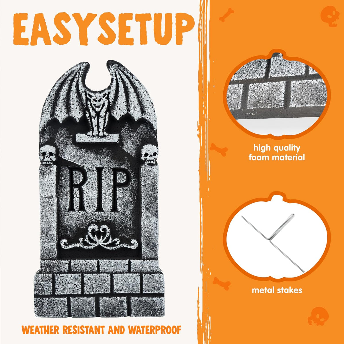 JOYIN 17โ Halloween Foam RIP Graveyard Tombstones (5 Pack), Halloween Tombsto...