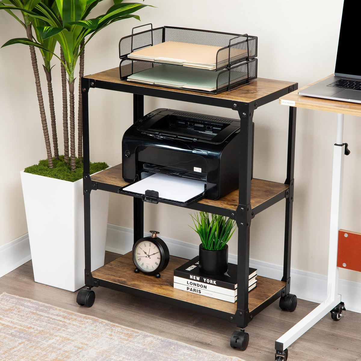 Mind Reader 3 Tier Multipurpose Rolling Cart, Home Storage, Bar Cart, Microwa...