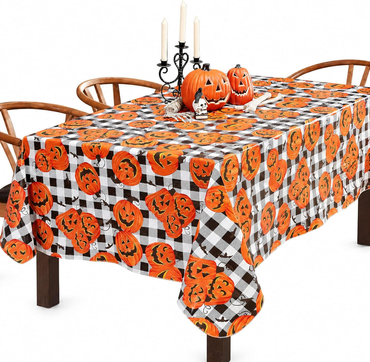 Newbridge Halloween Jack Oโ Lantern 60x120 Inch Rectangle Vinyl Tablecloth