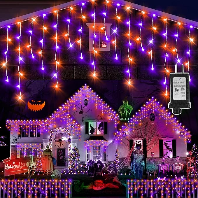 KNONEW 99FT 1216 LED Halloween Lights Decortation Orange Purple String Lights...