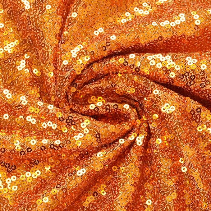 Eternal Beauty Orange Sequin Backdrop, 8x10 Ft Halloween Glitter Background C...