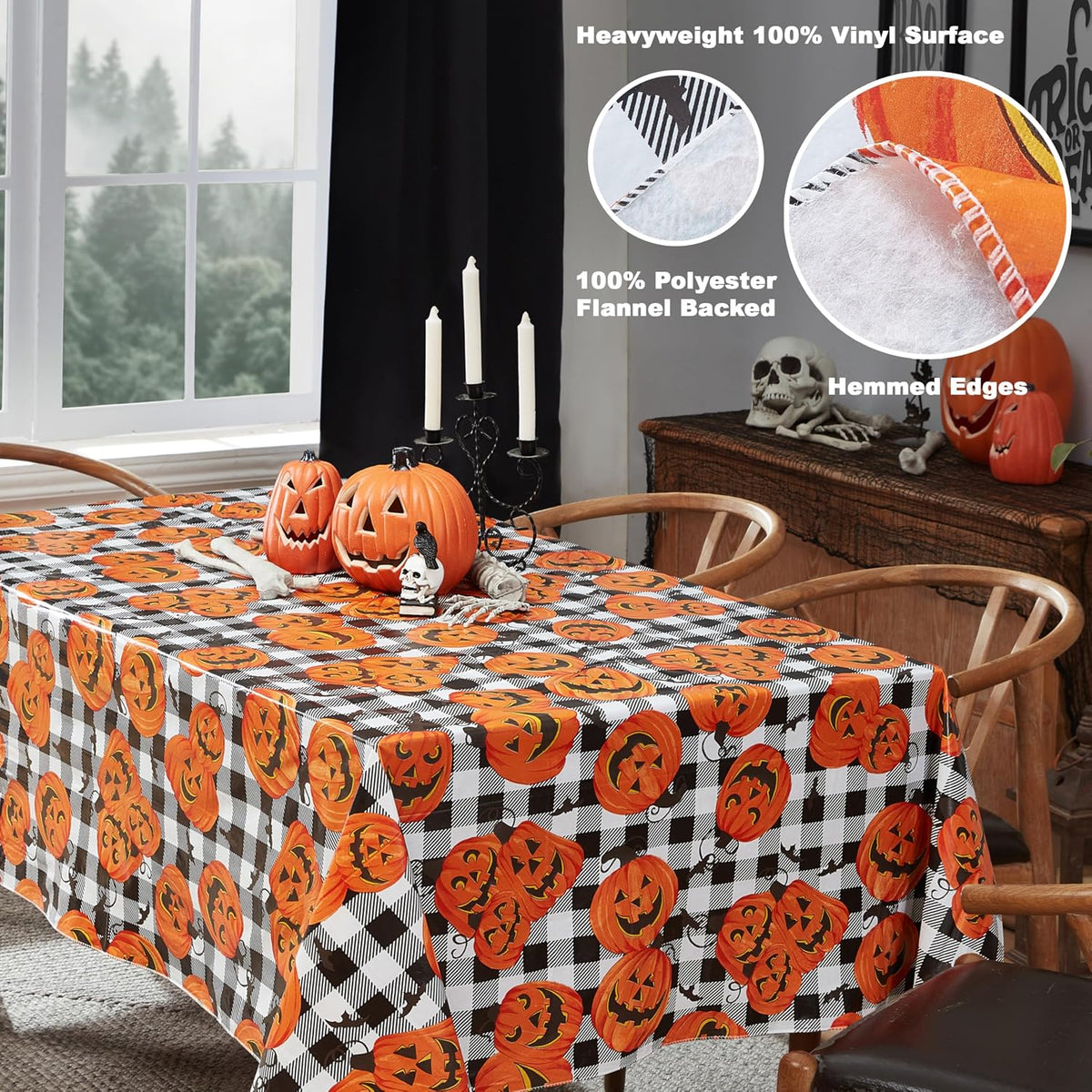 Newbridge Halloween Jack Oโ Lantern 60x120 Inch Rectangle Vinyl Tablecloth
