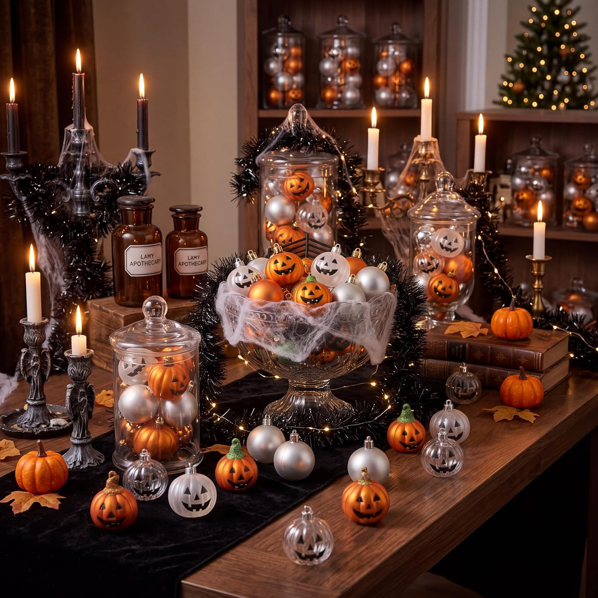 42 Pcs Halloween Ball Ornament Jack O Lantern Pumpkin Tree Decor