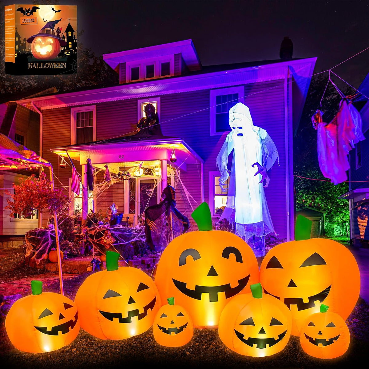 Halloween Decorations Outdoor 7.5 Ft Inflatables Pumpkins with LED Lights