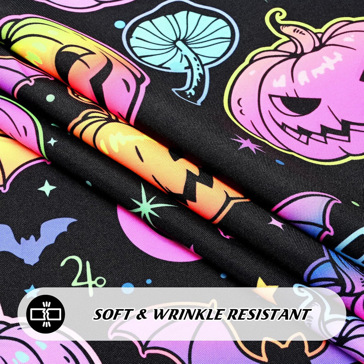 ASPMIZ Halloween Tablecloth Rectangle Table, Waterproof Blacklight Spooky Pum...