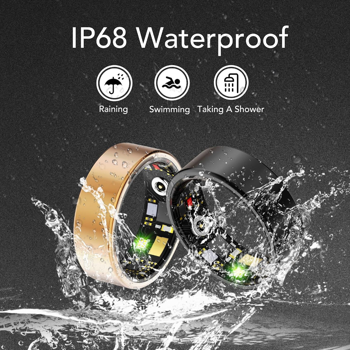 Smart Health Ring Fitness Tracker for Men Women, Black 11